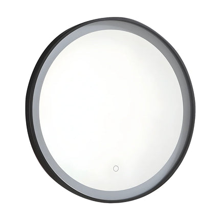 Miroir lumineux rond LED avec système anti-buée - Noir - 60 cm - NUMEA