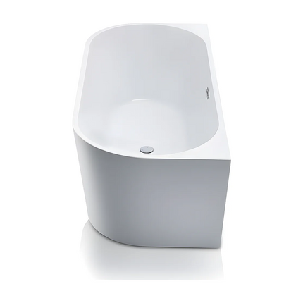 Baignoire semi îlot asymétrique brillante - Blanche - 149,5 cm - DIVINA