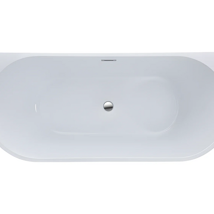 Baignoire semi îlot asymétrique brillante - Blanche - 149,5 cm - DIVINA
