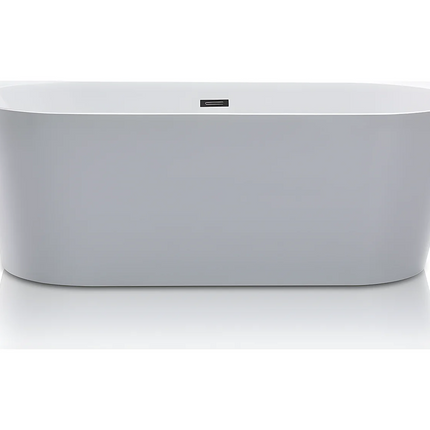 Baignoire semi îlot asymétrique brillante - Blanche - 149,5 cm - DIVINA