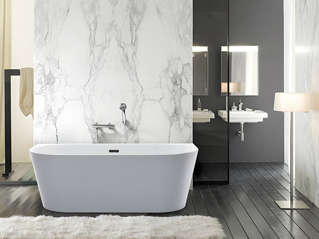 Baignoire semi îlot asymétrique finition brillante - Blanche - 180 cm - DIVINA