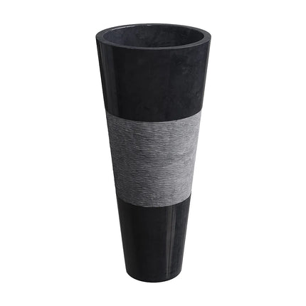 Vasque sur pied en marbre noir strié - L40 cm - Collection Les éphémères