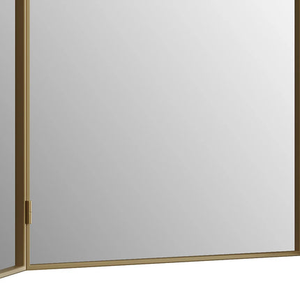 Miroir barbier métal doré avec 3 vantaux articulés - Doré - 85 cm - QIANA