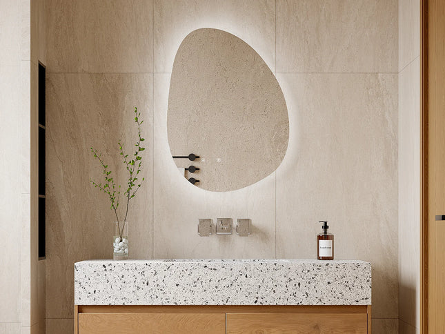 Miroir lumineux asymétrique anti-buée - Transparent - 60 cm - INACIA
