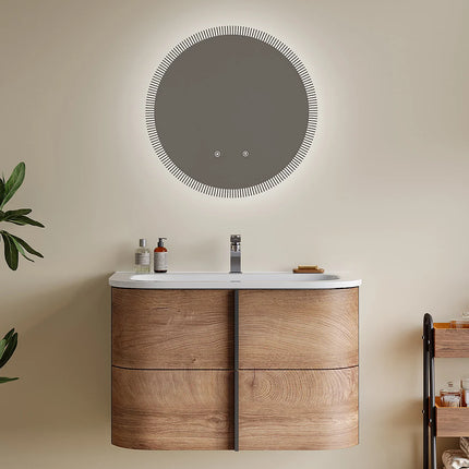 Miroir rond lumineux avec LED et anti-buée - Transparent - 60 cm - VERECIO