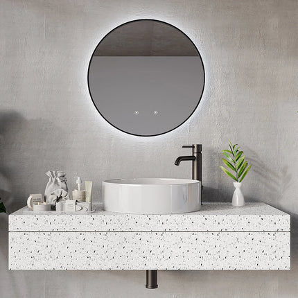 Miroir lumineux rond avec LED et anti-buée - Doré - 60 cm - Les Astucieux