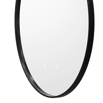 Miroir rond lumineux avec éclairage LED - Noir - 60 cm - PEONIA