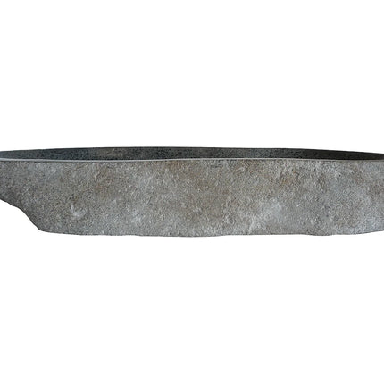 Vasque à poser asymétrique en pierre naturelle avec vasque - Gris naturel - 90 cm - PIEDRI