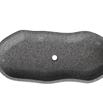 Vasque à poser asymétrique en pierre naturelle avec vasque - Gris naturel - 90 cm - PIEDRI