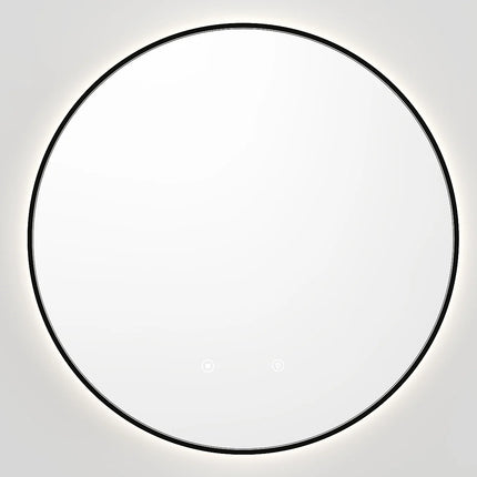 Miroir rond lumineux avec éclairage LED - Noir - 60 cm - PEONIA