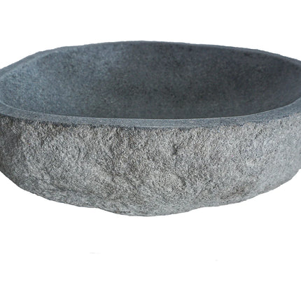 Vasque de salle de bain en pierre naturelle avec vasque asymétrique - Gris - 50 cm - WATU