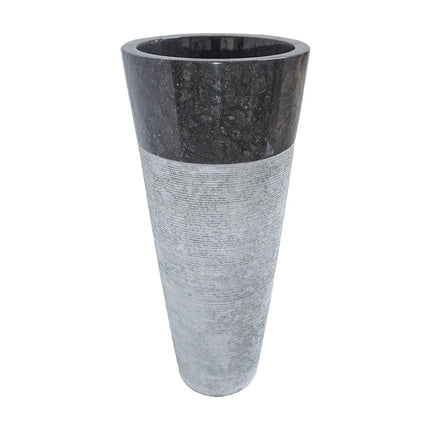 Vasque sur pied en marbre massif avec vasque ronde - Gris naturel - 40 cm - LANTA