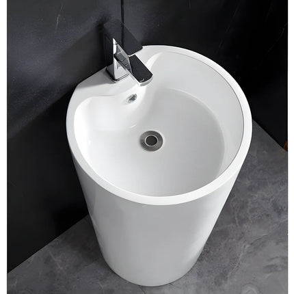 Vasque sur pied design contemporain avec vasque arrondie - blanc éclatant - 45 cm - TOTAM