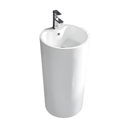 Vasque sur pied design contemporain avec vasque arrondie - blanc éclatant - 45 cm - TOTAM