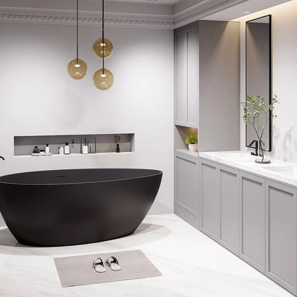 Baignoire à poser ovale finition noir mat - 160 cm - APULIA