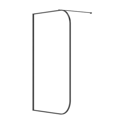 Paroi de douche courbée finition mate avec barre de stabilisation réglable - Noir mat - 120 cm - DOUYANO