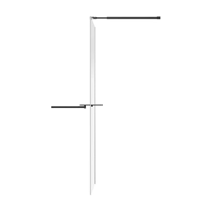 Paroi de douche à l'italienne design contemporain avec porte-serviette et étagères - Noir mat - 120 cm - POMARO