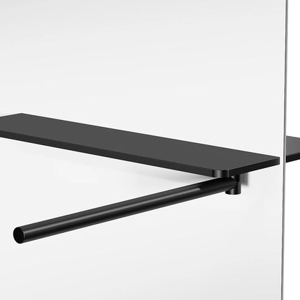 Paroi de douche à l'italienne finition verre dégradé mat avec porte-serviette et étagères - Noir mat - 140 cm - POMARO
