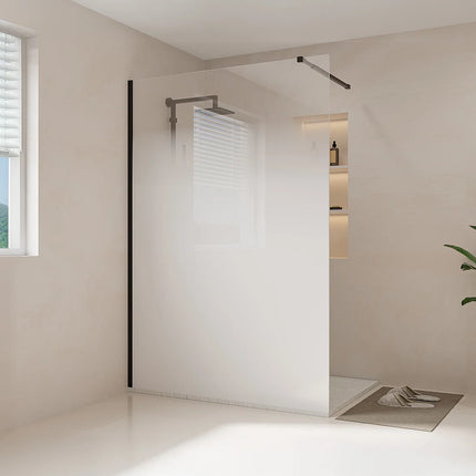 Paroi de douche à l'italienne finition mate dégradée - Noir mat - 140 cm - POMARO