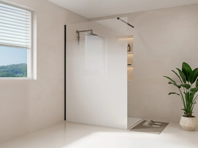 Paroi de douche à l'italienne finition mate dégradée - Noir mat - 140 cm - POMARO