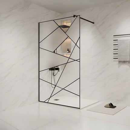 Paroi de douche sérigraphiée mate - Noir mat - 120 cm - TRISEO