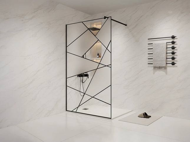 Paroi de douche sérigraphiée mate - Noir mat - 120 cm - TRISEO