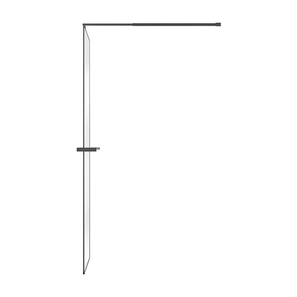 Paroi de douche à l'italienne avec porte-serviettes et étagère intégrée - Noir mat - 120 cm - BONPERO