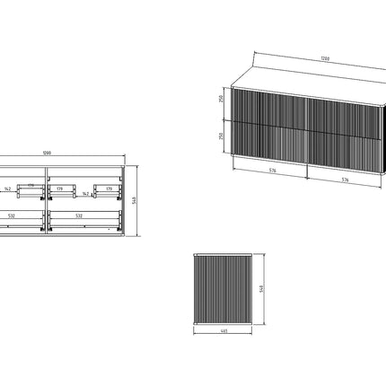 Meuble de salle de bain suspendu rainuré avec double vasque à poser ronde - Blanc - 120 cm - KELIZA