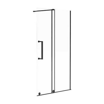Paroi de douche à l'italienne noir mat avec porte coulissante - 140 cm - YOREM