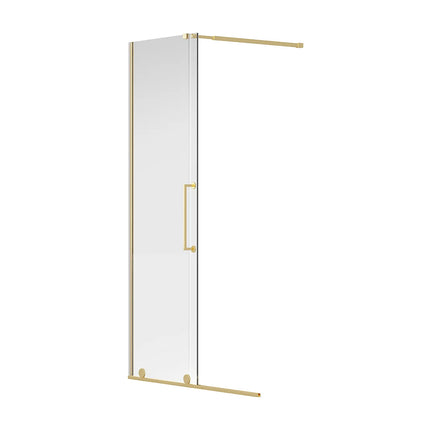 Paroi de douche à l'italienne avec porte coulissante - Doré brillant - 120 cm - YOREM