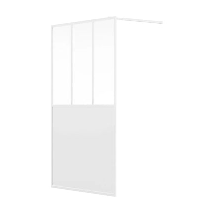 Paroi de douche style industriel avec verre teinté blanc - Blanc mat - 120 cm - URBANIK