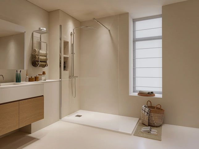 Paroi de douche à l'italienne finition mat avec barre de stabilisation ajustable - Noir mat - 80 cm - DAREN DS CONCEPT
