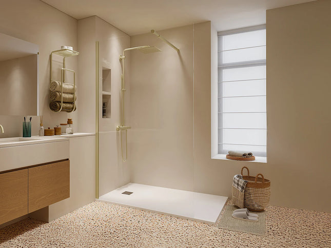Paroi de douche à l'italienne design minimaliste doré - 120 cm - DAREN