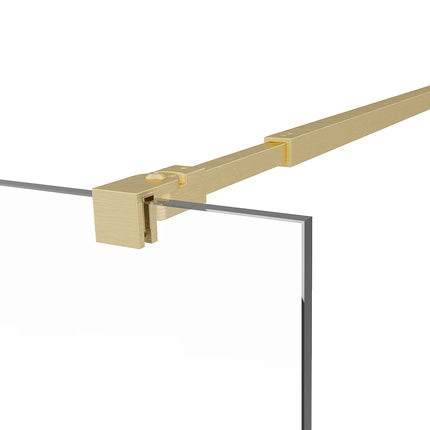 Paroi de douche design industriel avec barre de fixation ajustable - Doré - 140 cm - DAREN