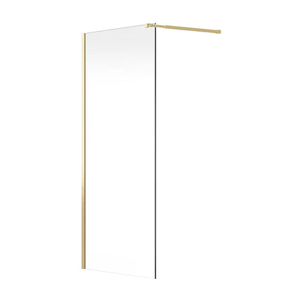 Paroi de douche design industriel avec barre de fixation ajustable - Doré - 140 cm - DAREN