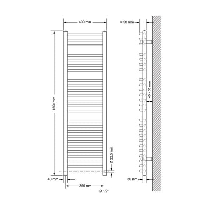 Radiateur de salle de bain électrique blanc - 40 cm - DS CONCEPT