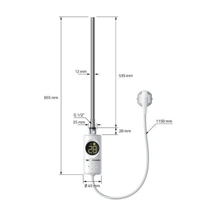 Radiateur électrique performant avec thermostat électronique - Blanc - 30 cm - Sahara