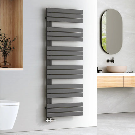 Sèche-serviettes plat à eau chaude finition gris anthracite - 60 cm - EMKE
