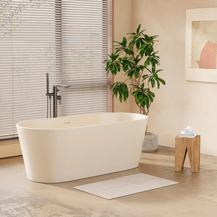 Baignoire îlot ovale finition mate - beige - 159 cm - LUZECA
