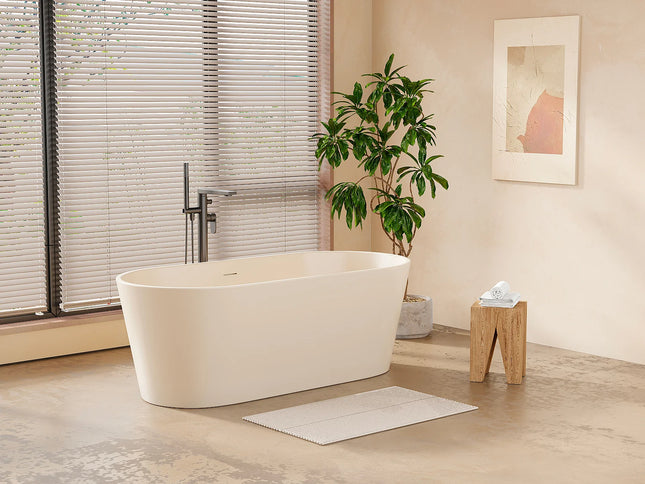 Baignoire îlot ovale finition mate - beige - 159 cm - LUZECA