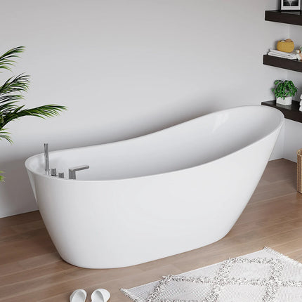Baignoire à poser ovale finition brillante - Blanc - 170 cm - NATALIA