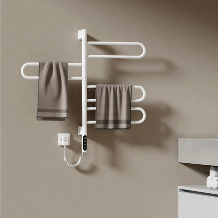 Sèche-serviettes mural pivotant avec thermostat intelligent WiFi - Blanc - 43 cm - DS CONCEPT