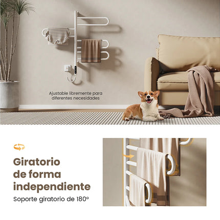 Sèche-serviettes mural pivotant avec thermostat intelligent WiFi - Blanc - 43 cm - DS CONCEPT
