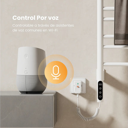 Sèche-serviettes mural pivotant avec thermostat intelligent WiFi - Blanc - 43 cm - DS CONCEPT