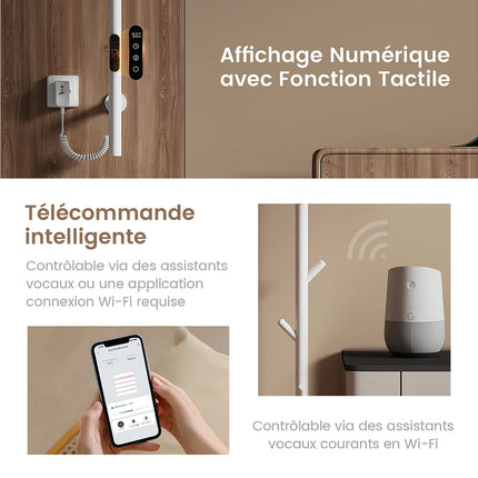 Sèche-serviettes électrique design moderne à branches multiples - Blanc - 12,5 cm - DS CONCEPT
