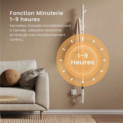 Sèche-serviettes électrique design moderne à branches multiples - Blanc - 12,5 cm - DS CONCEPT