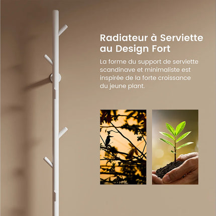 Sèche-serviettes électrique design moderne à branches multiples - Blanc - 12,5 cm - DS CONCEPT