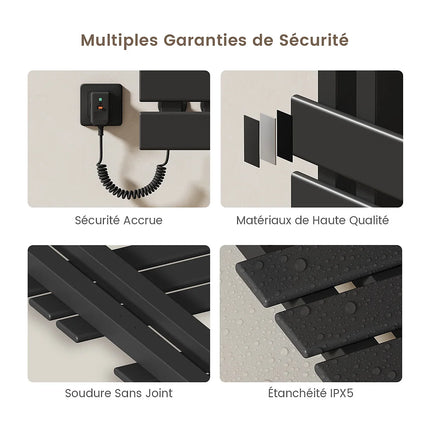 Sèche-serviettes électrique à inertie fluide noir 50 cm DS CONCEPT