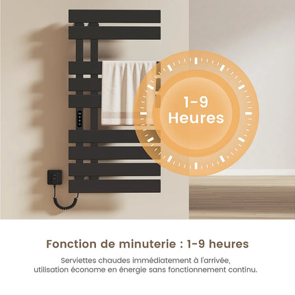 Sèche-serviettes électrique à inertie fluide noir 50 cm DS CONCEPT