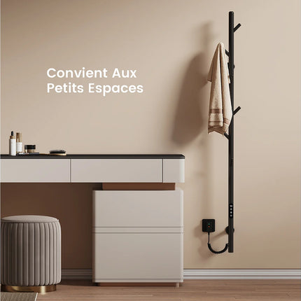 Sèche-serviettes électrique design moderne suspendu - Noir - 12,5 cm - DS CONCEPT